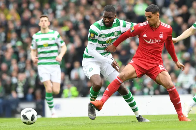 Celtic's Odsonne Edouard and Aberdeen's Max Lowe