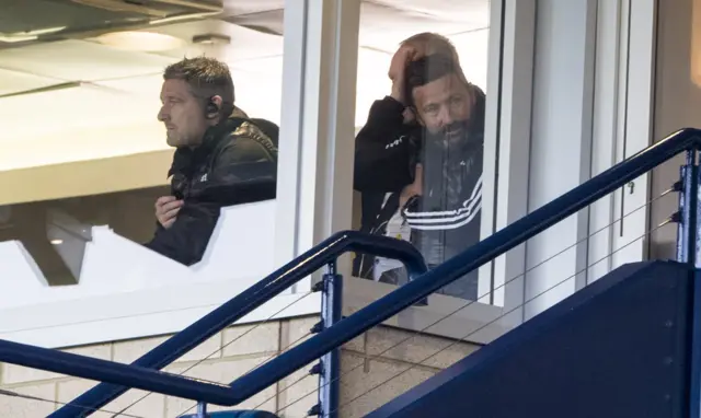 Aberdeen assistant Tony Docherty and manager Derek McInnes in the stand