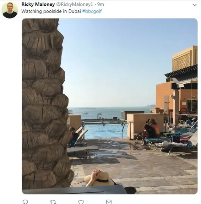 Ricky Maloney Twitter watching the Masters from Dubai