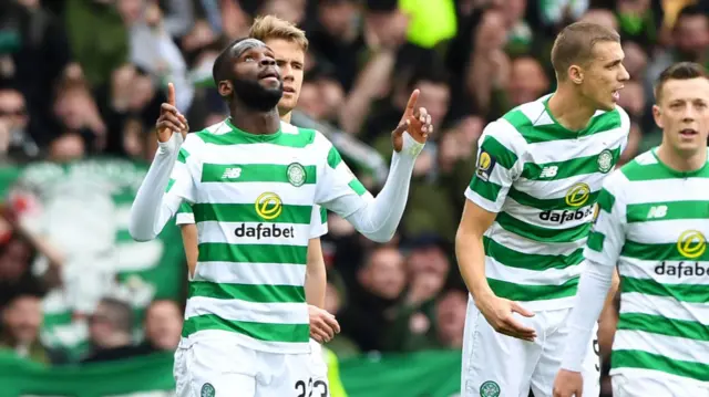 Odsonne Edouard celebrates scoring from the penalty spot