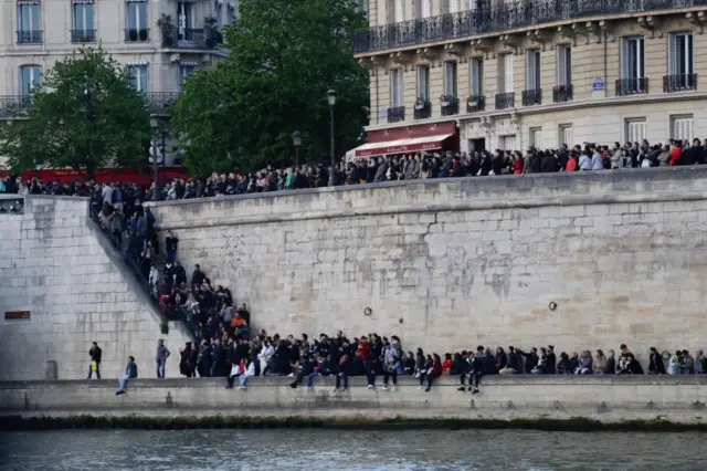 People watching the fire