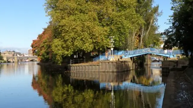 The confluence of the Ouse, and Foss which enters under the Blue Bridge on the right, seen from New Walk