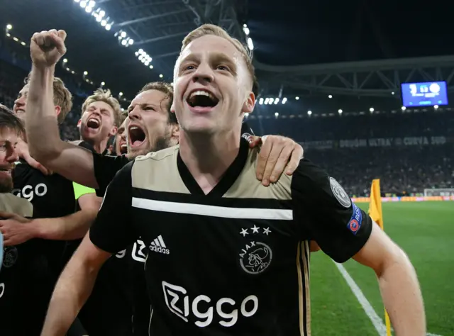 Ajax players celebrate