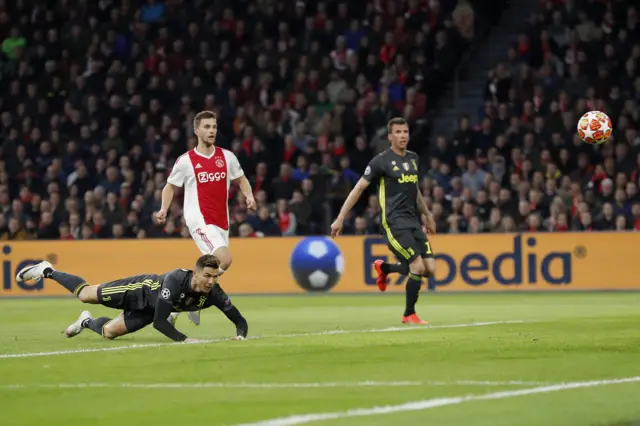 Cristiano Ronaldo scores against Ajax