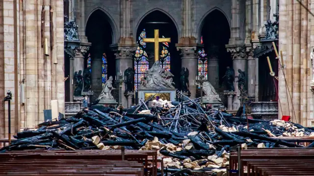 Wreckage at Notre-Dame