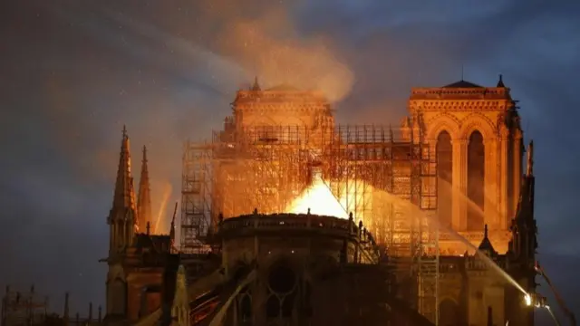 The fire at the cathedral on Monday