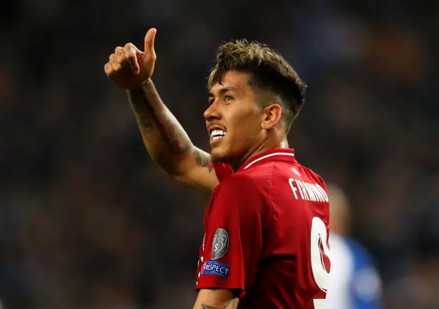 Roberto Firmino celebrates