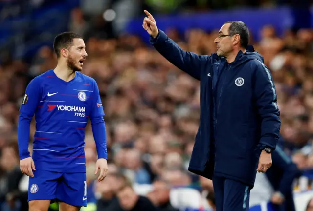 Eden Hazard and Maurizio Sarri