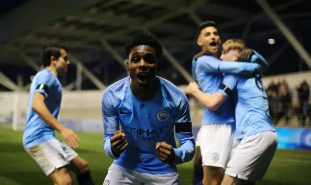 Manchester City youth team celebrate