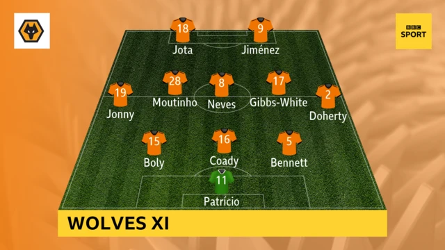 Wolves XI v Brighton in the Premier League