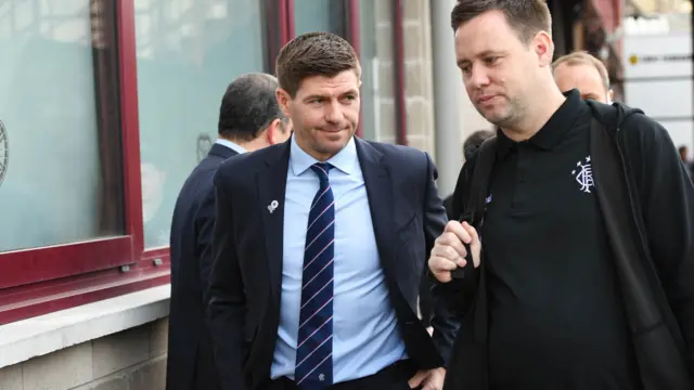 Steven Gerrard arriving at Tynecastle