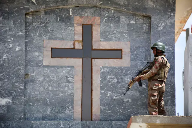 Soldier at church in Quetta Pakistan