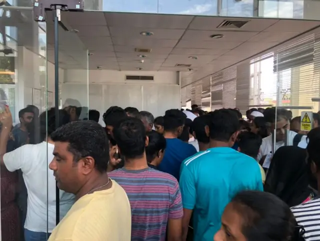 Crowds of people at the National Blood Centre in Colombo