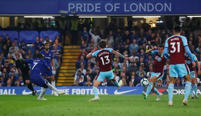 N'Golo Kante fires in the equaliser for Chelsea