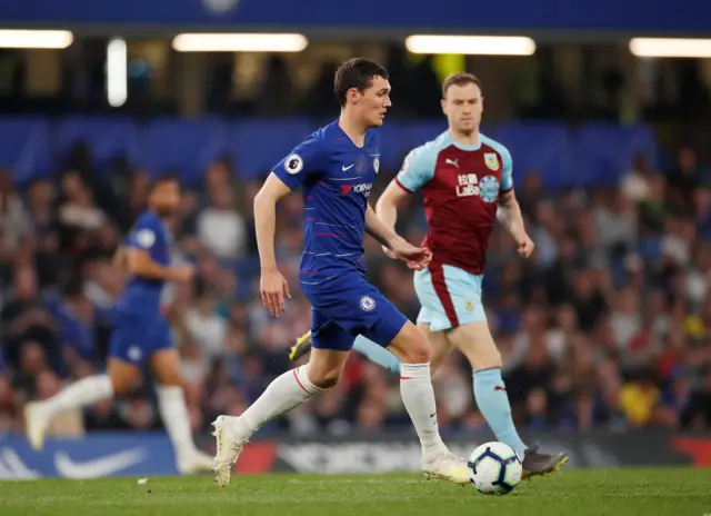 Andreas Christensen in possession for Chelsea