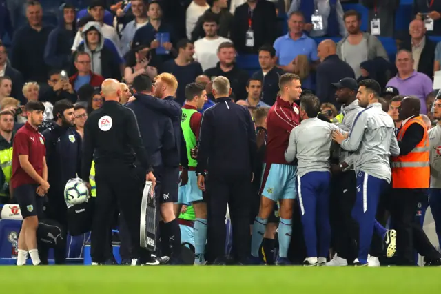 Subs and backroom staff clash near the tunnel