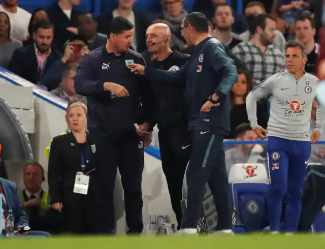 Maurizio Sarri in a bust-up on the touchline