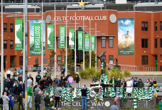 Celtic fans converge on Billy McNeill's statue