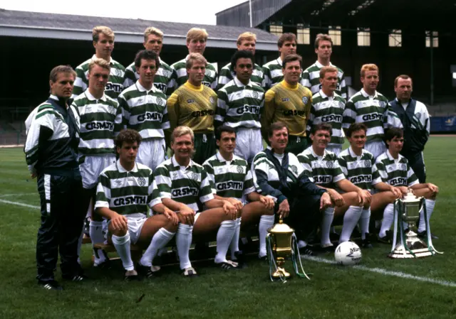 Pat Bonner and Billy McNeill in the Celtic line-up