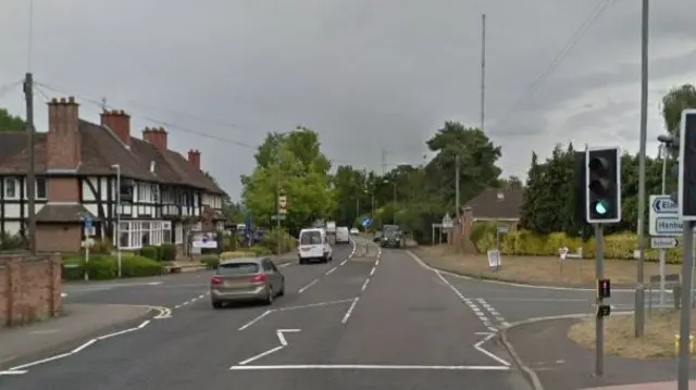 Junction of Chequers Lane and the A38 Worcester Road in Wychbold