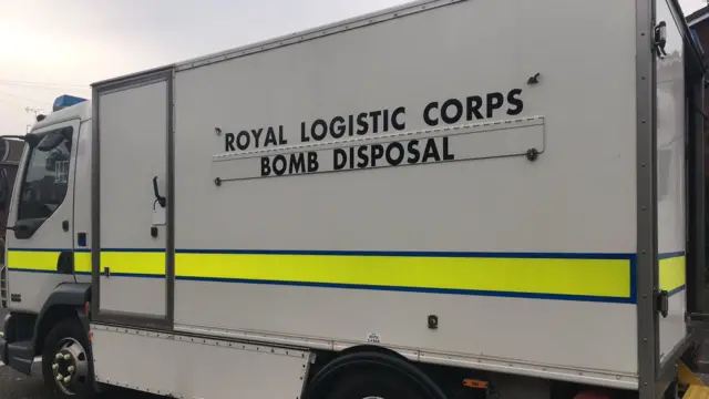 A bomb disposal vehicle