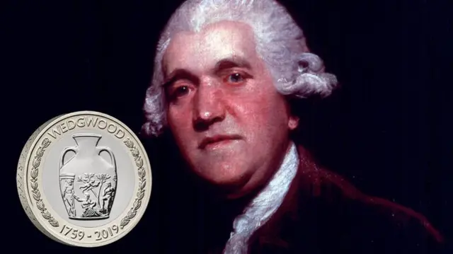 The £2 Wedgwood coin with a photo of Josiah Wedgwood