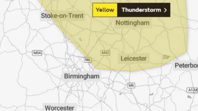 Area covered by weather warning