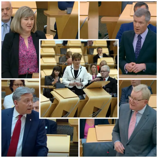 Jackson Carlaw/Richard Leonard/Alison Johnstone/ Willie Rennie and Nicola Sturgeon