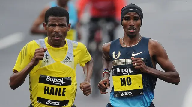 Haile Gebrselassie and Mo Farah