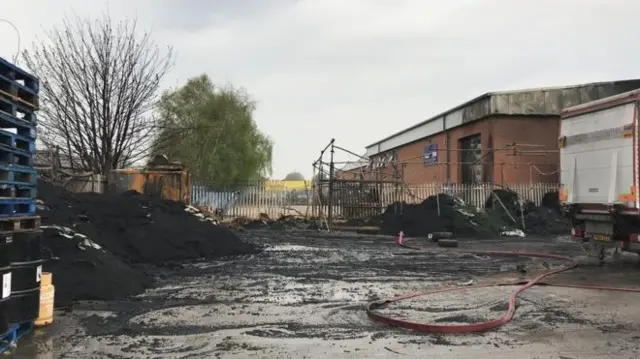 Burnt out factory in Enterprise Way, Derby