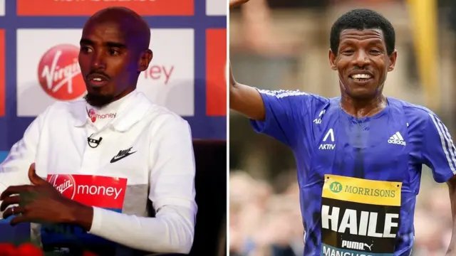 Mo Farah (left) and Haile Gebrselassie