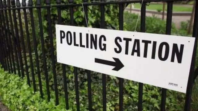 Sign directing to polling station