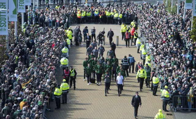 Crowds outside Celtic Park