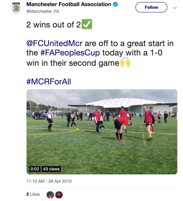 Tweet from Manchester Football Association