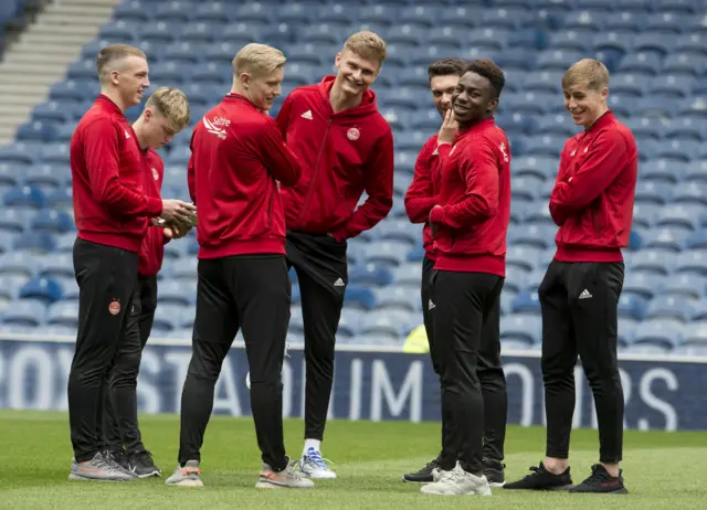 Aberdeen players at Ibrox