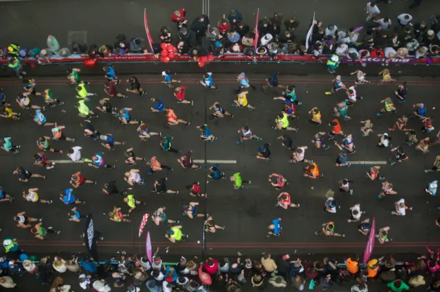 Runners at the London Marathon