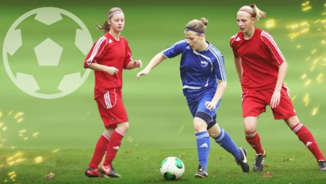 women playing football