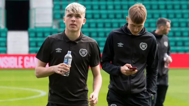 Hearts' Connor Smith and Harry Cochrane at Easter Road