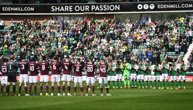 Both sides hold a minute's applause as a mark of respect for the late Lisbon Lion Billy McNeill