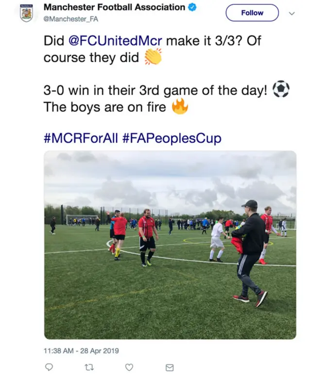 Tweet from Manchester Football Association