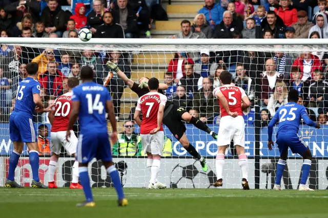 Bernd Leno saves shot from Wilfred Ndidi