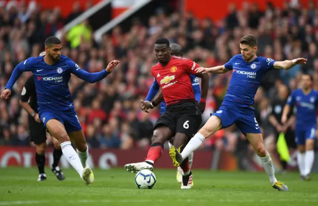 Paul Pogba, Jorginho and Ruben Loftus-Cheek