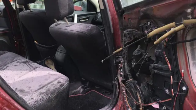 Inside of car after fire