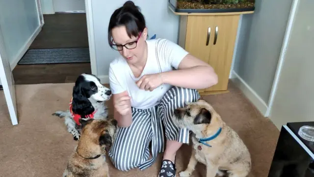 Michelle with her dogs