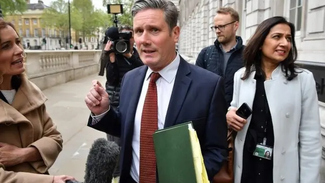 Sir Keir Starmer speaking to reporters outside the Cabinet Office