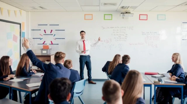 Teacher and pupils