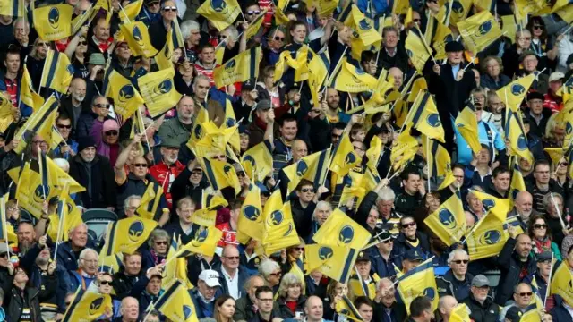 Worcester Warriors fans celebrate victory