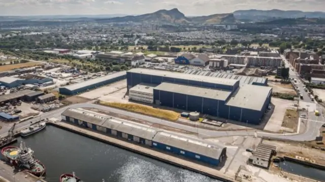 An aerial image of the building at 31 Bath Road in the Port of Leith