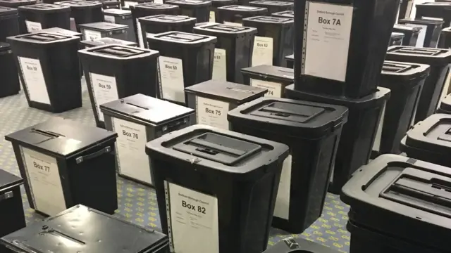 Ballot boxes in Stafford's HQ