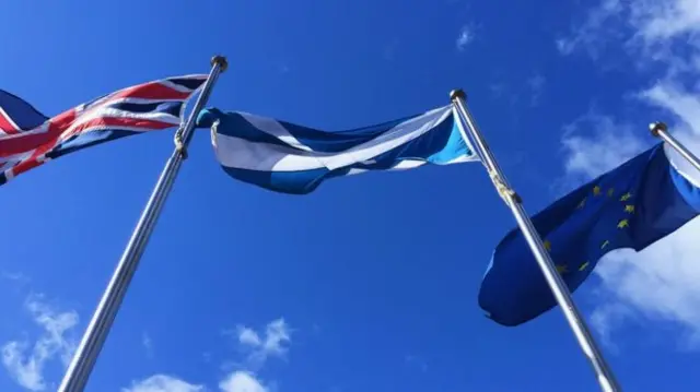 UK/Scottish and EU flags